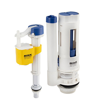 Комплект для бачка унитаза впускной нижний и выпускной клапан 2 кнопки MAK 